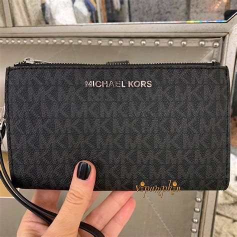 michael kors women's jet set travel dbl zip wristlet black|Michael Kors Women's Jet Set Travel Double Zip Wristlet, Black .